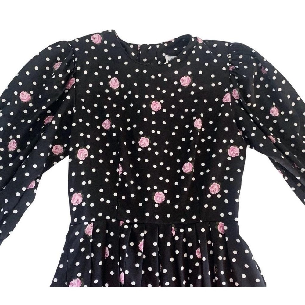 Vintage 1980's Dress Romantic Floral Puffed Sleeves Lavender Roses Print